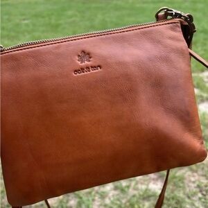 Oak & Tan Leather Crossbody Bag New